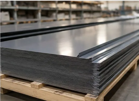Stacked painted architectural steel sheets