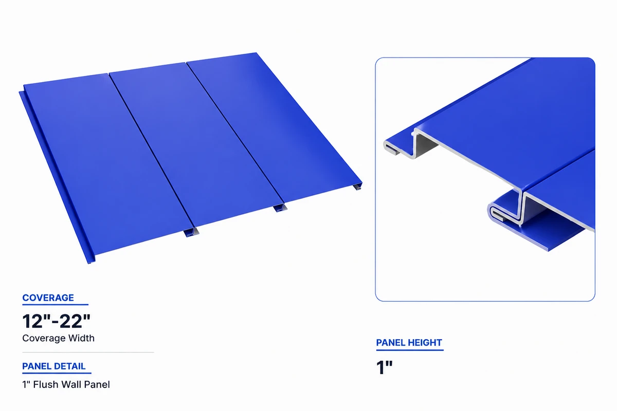 1" Flush Wall Panel — 12"-22" coverage, 1" panel height